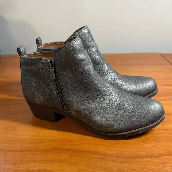 Lucky Brand Basel Bootie Size Zip Ankle Pewter‎ Grey Casual Neutral W9.5 - Image 3