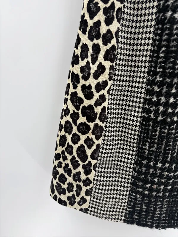 Alice and Olivia Clyde in Black & White Patchwork A-line Mini Shift Dress sz 4 - Image 6