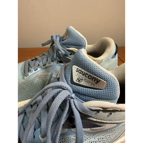 Saucony Triumph 21 Women's Road Running Shoes Size 9 Blue/White Lace Up - Image 2