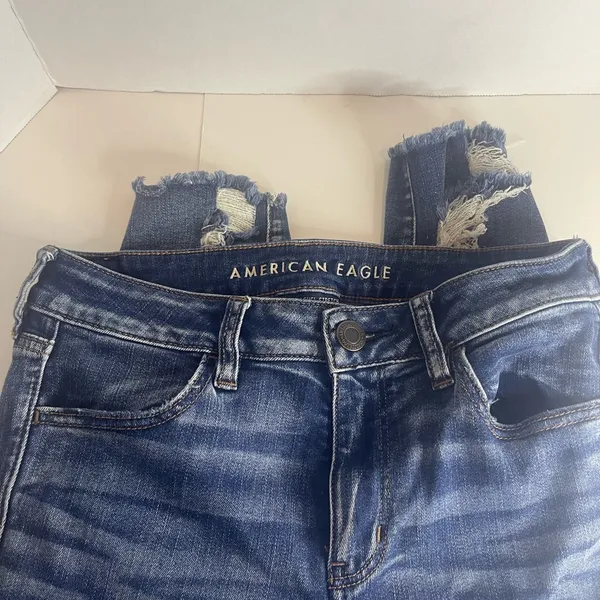 American Eagle Outfitters Ripped Blue Skinny Jeans - Image 7