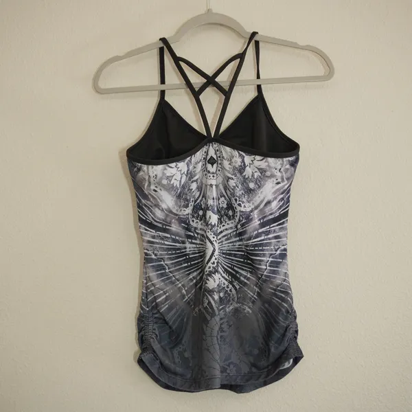 Prana Women Small Grey Mandala Graphic Strappy Racerback Yoga Tank Top Shelf Bra - Image 4