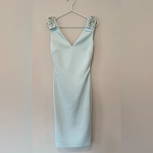 Ted Baker Mint Belliah Bow Shoulder Body-Con Dress Size 3/ US 6 1783 - Image 4