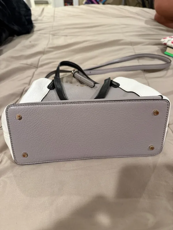 kate spade Two-Tone Pebbled Leather Satchel in Gray, White & Black - Image 4
