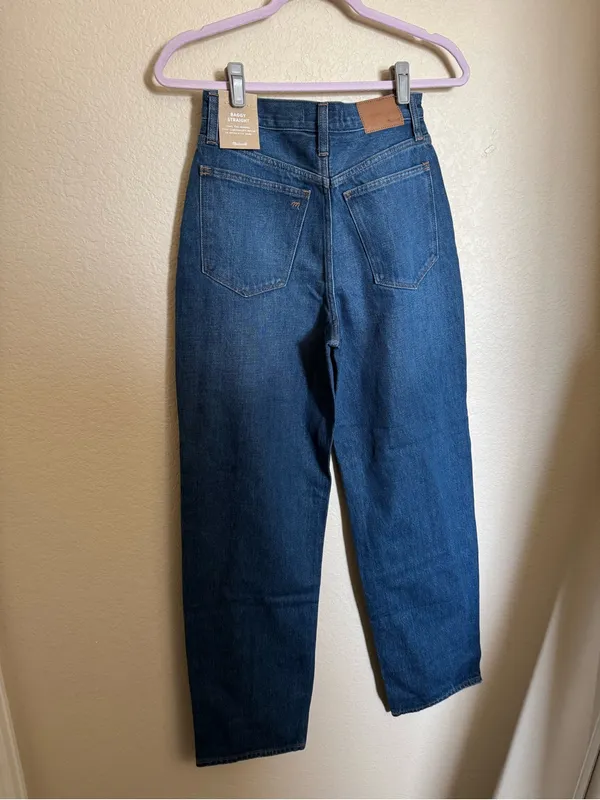 Madewell Baggy Straight‎ Jeans Sz 25 Worn Indigo Wash Dark Wash Hemp Blend NEW - Image 9