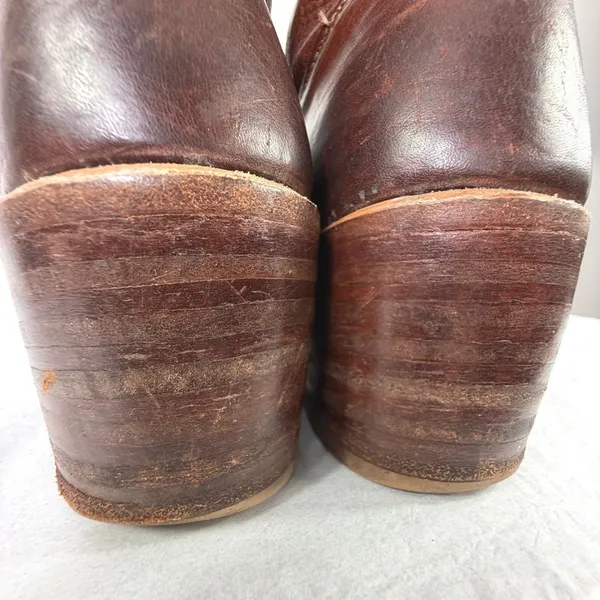 Vintage Frye Campus 14L Tall Boots Pebbled Leather Cognac Brown‎ Women's 9.5M - Image 9