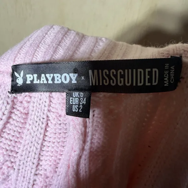 Playboy x Missguided Cable Knit Flare Pants Pink‎ Y2K Wide Leg Womens US 2 - Image 9