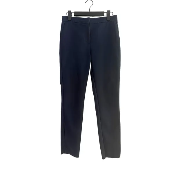 Zara Straight Leg Mid Rise Dress Trousers Striped Back Waist S Dark Navy Blue - Image 14