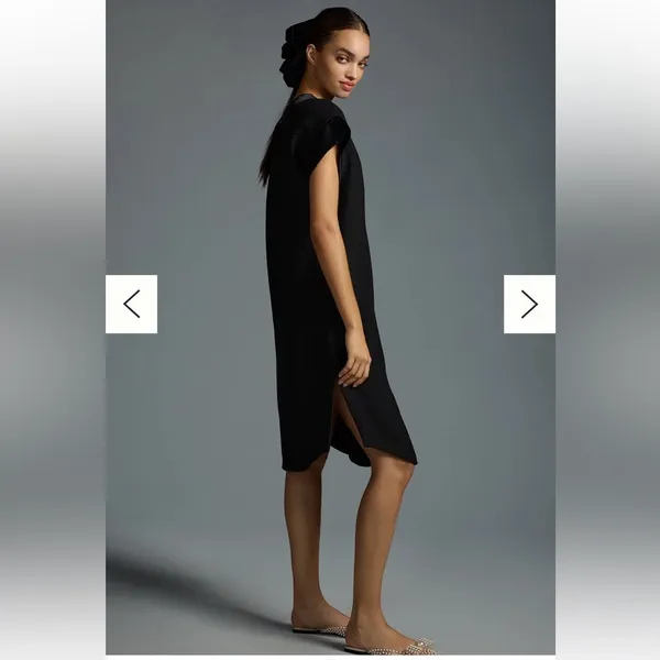 Maeve NEW WITH TAGS Black Deep V Dress medium minimalist‎ classic workwear - Image 2