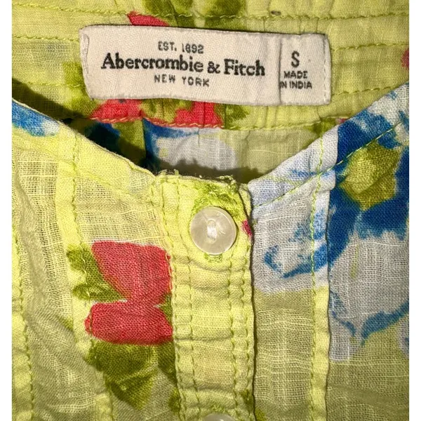 Abercrombie & Fitch Yellow White Blue Green Floral Peplum Cami Tank Top Size S - Image 3