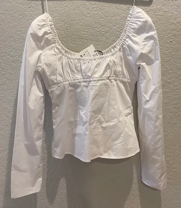 SQUARE NECK GABARDINE TOP - Image 4
