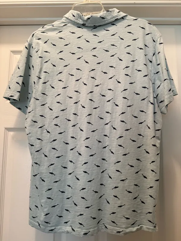 Industry Men's Light Blue Patterned Polo Shirt - Image 2