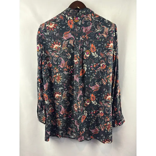 Women’s Von Landen Size 12/14 Navy Paisley Button Up - Image 3