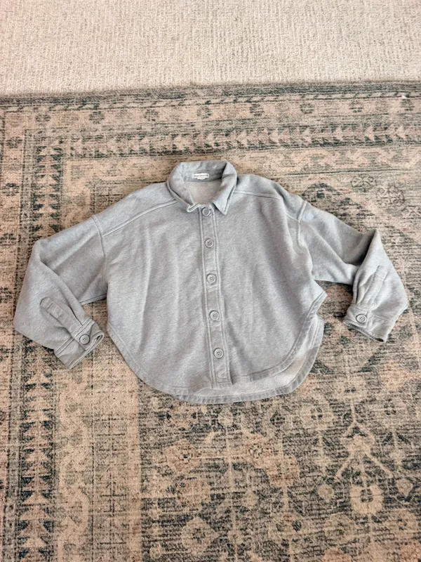 Good American heather gray cropped long sleeve shacket M - Image 4