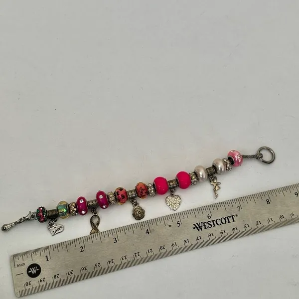 NRQ Avon pink heart tinkerbell rose charm bracelet - Image 8