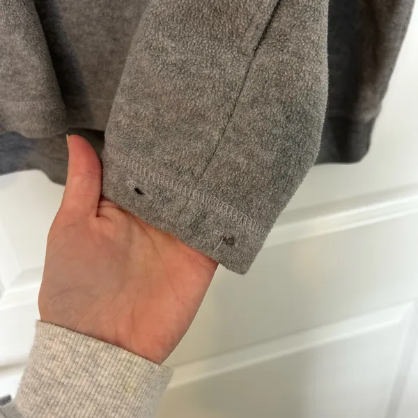 Grey vintage U.S. Polo Assn. quarter zip sweatshirt fleece in large Preloved Has holes for drawstring but doesn’t come with one - Image 3
