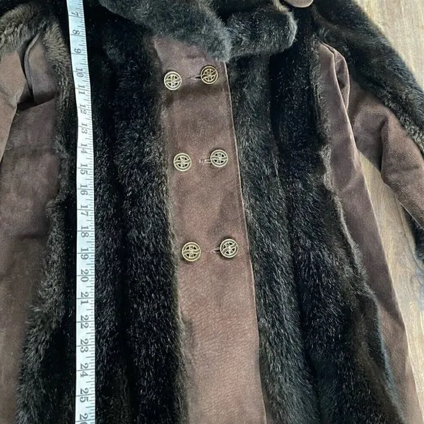 Lykafur Brown Faux Fur Coat for Women Vintage Tissavel France - Sz M w/S… - Image 5