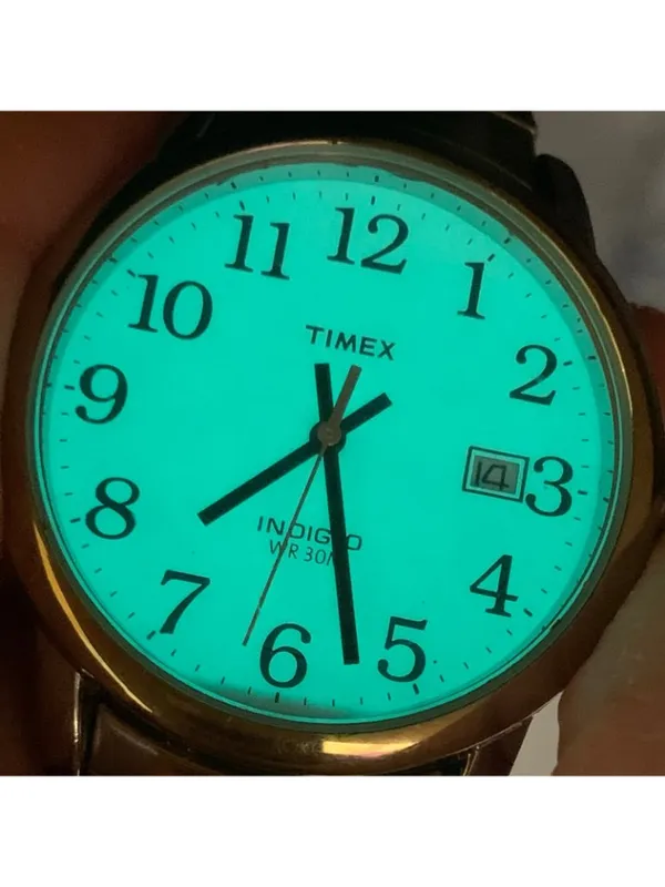 Timex indiglo date women’s watch gold silver tone 35mm quartz analog running - Image 3