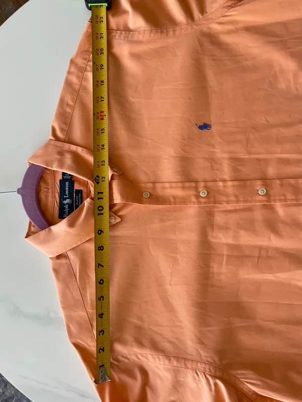 Polo Ralph Lauren Men Orange Pony Embroidery Button Down Shirt Large Length 34in - Image 8