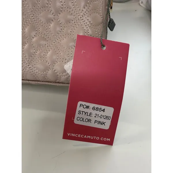 Vince Camuto Blush Pink Quilted Makeup Bag Pearl Chain Bow Vanity Case‎ NWT - Image 6