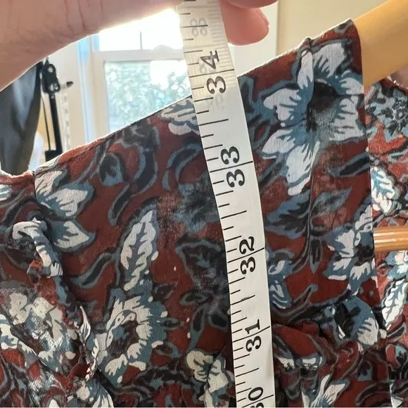Veronica Beard Silk Floral Ruched Mini Dress Rust Blue‎ Size 0 - Image 8