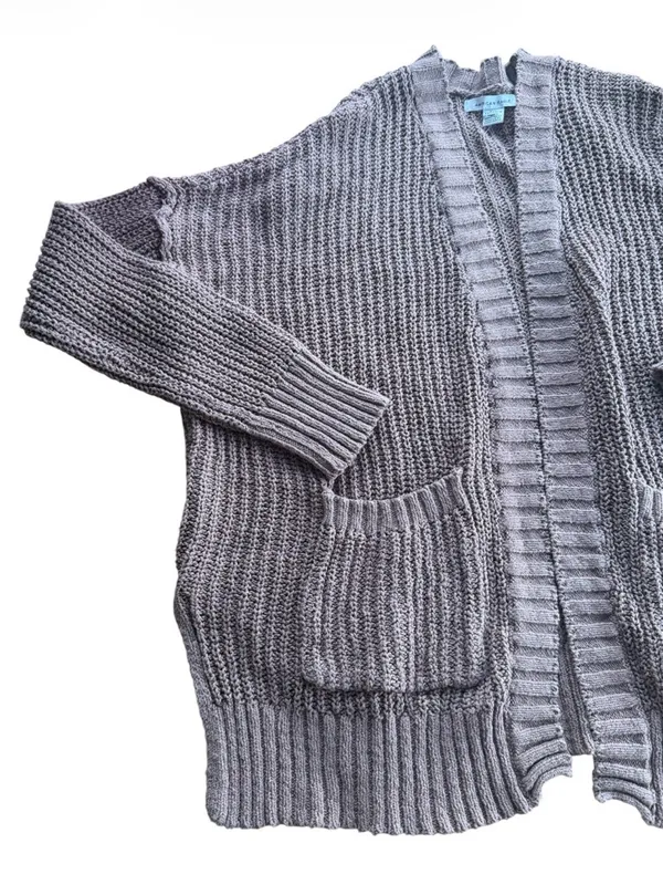 American Eagle Oversized Shaker Stitch Cardigan Sweater Mauve Taupe XXS Pockets - Image 2
