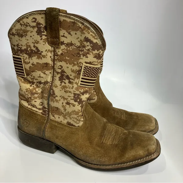 Ariat sport patriotic camouflage boots western cowboy brown tan women’s‎ size 6 - Image 2