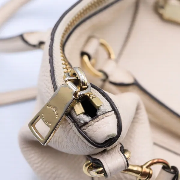 Coach Emma Satchel Women Small Cream Pebbled Leather Handbag F31466 Gold - Image 8