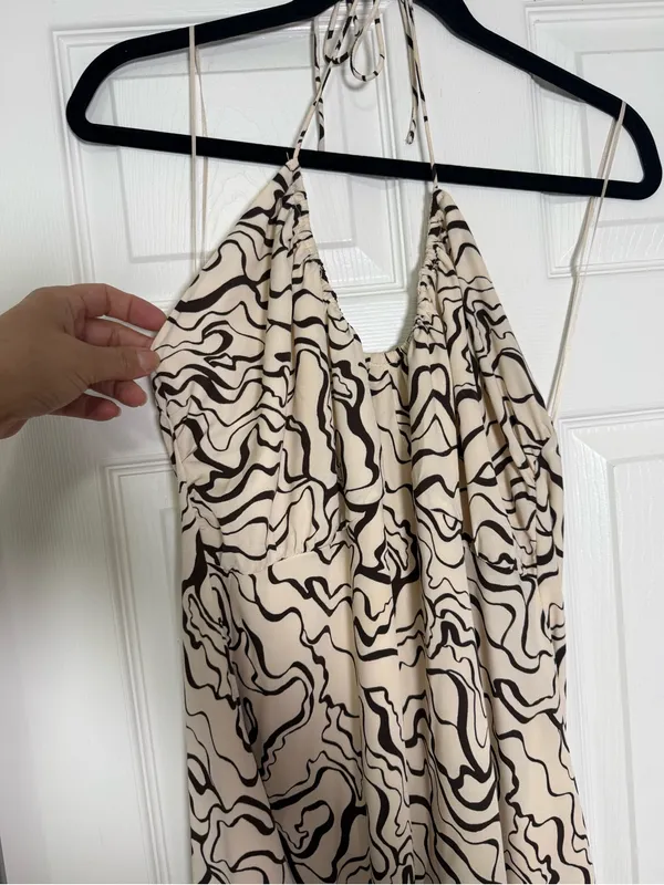 Abercrombie & Fitch Halter Ruched Abstract Print Mini Dress Size XL - Image 6