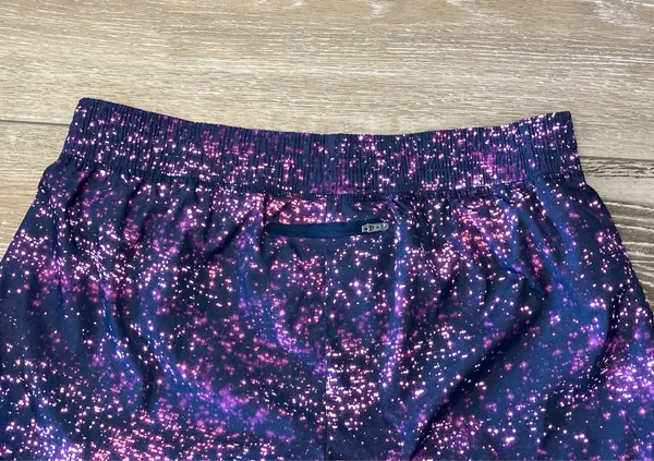 Champion Woman’s Sz L Athletic Shorts Navy Blue w Space Dye Galaxy Print - Image 7