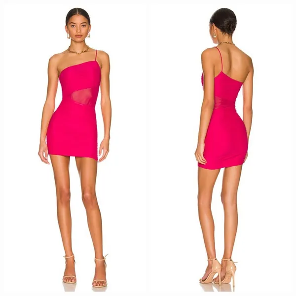 Superdown Jerica Mesh Mini Dress in Pink XS - Image 2