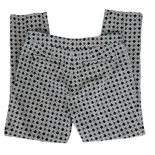 Tory Burch Women’s Callie Jaquard Seamed Black Ivory Mid Rise Cropped Pants Sz 8 - Image 7