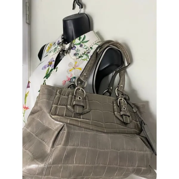 COACH Animal Embossed Leather Gray Shoulder Bag - Image 7
