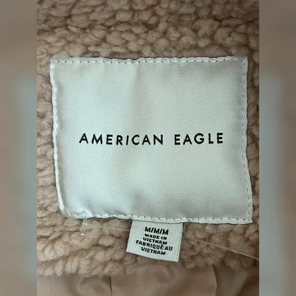 American Eagle Women’s Mid Length Sherpa Teddy Tan Color Coat Size-M - Image 3