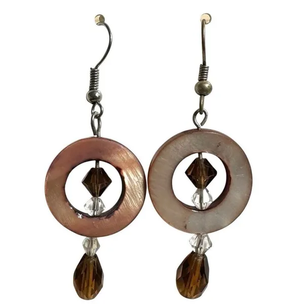 Abalone Crystal circle drop earrings - Image 8