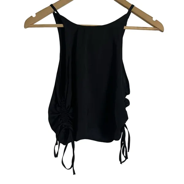 Zara Black Ruched Sleeveless Side Tie Crop Top Size XS - Image 2