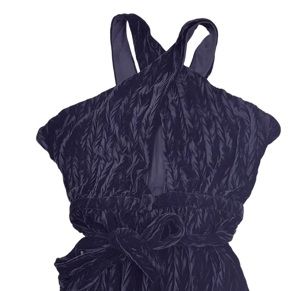 Sadie & Sage Textured Velvet Halter Jumpsuit Keyhole Crisscross Medium Glam - Image 4