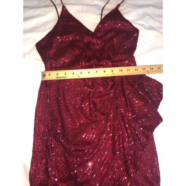 Cocktail Dress Size S Red Sparkle Sequined Party Cocktail Disco Wedding Guest - Image 5