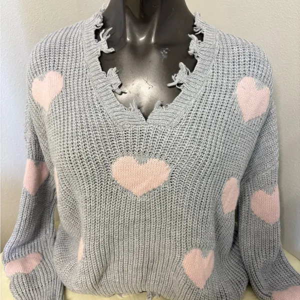 No Boundaries Juniors' Chewed Conversational Sweater - Image 13