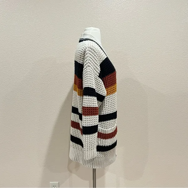 Express Multicolor Striped Open Front Oversized Cardigan Size XS - Image 12
