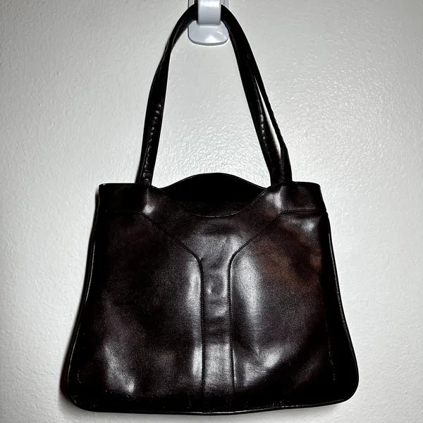 Vintage Shoulder Bag Purse Swivel Mirror Faux Patent Leather Red 12"x10"x3.5" - Image 3