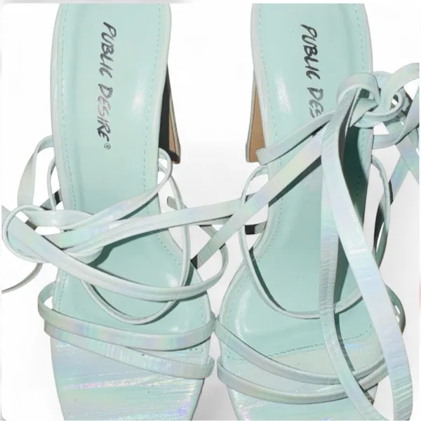 Public Desire Lace Up Wrap Heels White Strappy Sandals Block Heel UK 5 US 7 NEW - Image 2