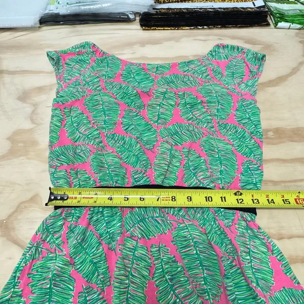Lilly Pulitzer Pink‎ Green Palm Leaf Print Tunic Top Small Tropical Boat Neck - Image 9