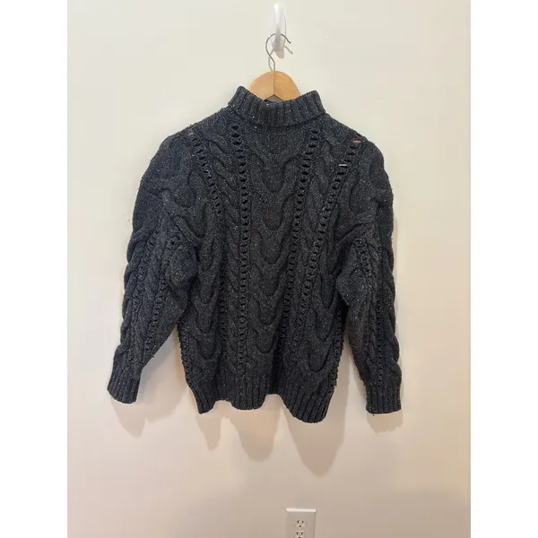 Wilfred‎ Aritzia Charcoal Grey Wool Cable Knit Mock Neck Sweater 113600 Small - Image 2