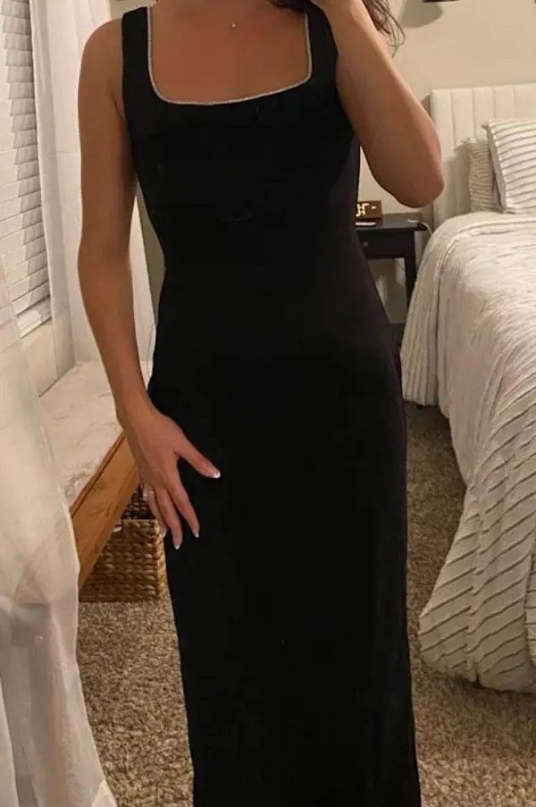 New Lulus Timeless Poise Black Rhinestone Square Neck Backless Maxi Dress 2XL - Image 7