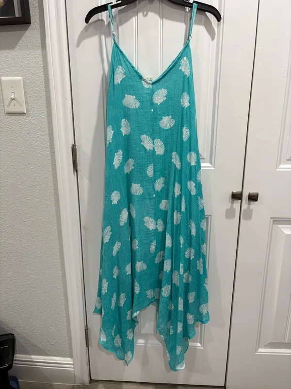 India Boutique Turquoise and White Dress one Size - Image 2