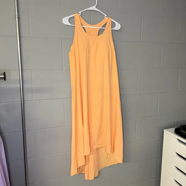 Halara Breezeful Backless Racerback High Low Flowy Midi Dress in Peach Sz Medium - Image 6