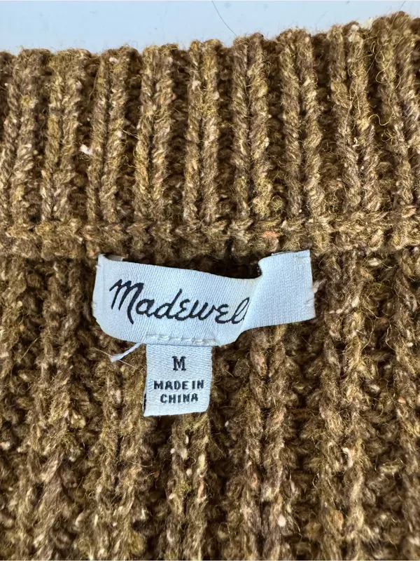 Madewell Gold Yellow Pleat Sleeve Pullover V Neck 90s Style Sweater Sz Medium - Image 7