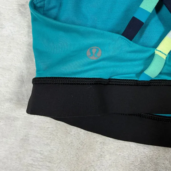 Lululemon Energy Bra Teal Blue Black Strappy Criss Cross Back Size‎ 6 9039 - Image 2
