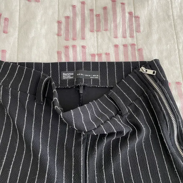 ASOS Bershka Soft Striped Bell Bottom Flare Pants - Image 2
