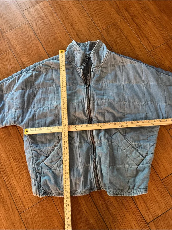 Free People Dolman Quilted Denim Jacket- Small - Image 5